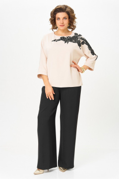 Блуза, брюки Rumoda 2278_дл_бежевый-черный - фото 1
