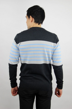 Джемпер мужской хлопковый с длинным рукавом и бейкой-ластик Полесье С5660-20 0С2189-Д43 170,176 серый_меланж - фото 4