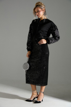 Бомбер, юбка LM К168042 черный - фото 2