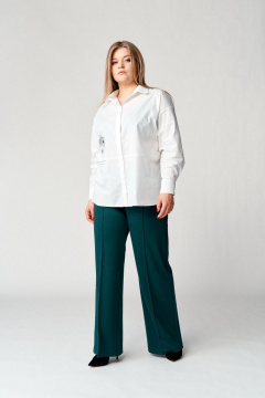 Свободные широкие брюки из трикотажа с высокой талией Almirastyle 156 зелёный - фото 1