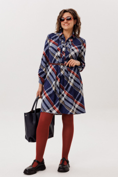 Платье Anelli 1769 кобальтовый_тартан - фото 5