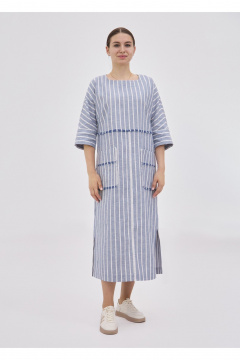Платье Полинушка 420лх бело-синяя_полоска - фото 2
