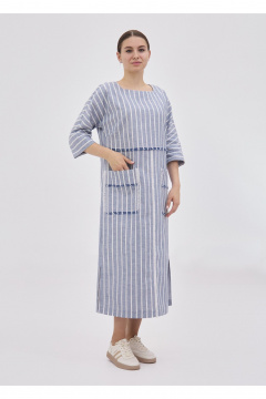 Платье Полинушка 420лх бело-синяя_полоска - фото 1