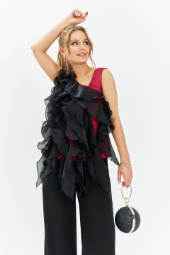 Блуза Euromoda 681 красный/черный - фото 1