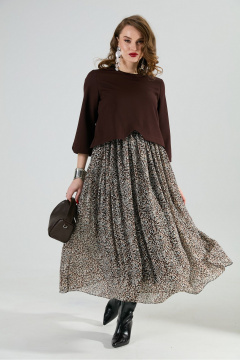 Платье NikVa 740-20 шоколад_шоколадная абстракция - фото 4