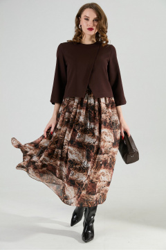 Платье NikVa 1007-1 шоколад_тигровая абстракция - фото 1