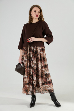 Платье NikVa 1007-1 шоколад_тигровая абстракция - фото 4