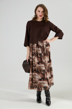 Платье NikVa 1007-1 шоколад_тигровая абстракция - фото 3