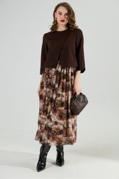 Платье NikVa 1007-1 шоколад_тигровая абстракция - фото 2