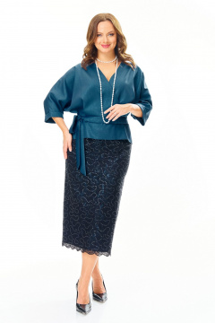 Блуза, юбка T&N 7706 синий-морской-черный - фото 1