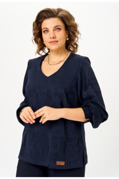 Блуза БелЭльСтиль 879-3_29_22 синий принт - фото 1