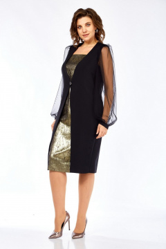 Платье Милора-стиль 1417 черный+золото - фото 4