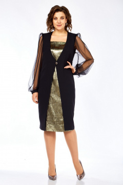 Платье Милора-стиль 1417 черный+золото - фото 3