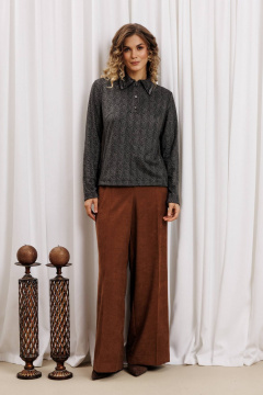 Брюки, джемпер Gizart 5436 серый тигровый замша, коричневый - фото 1