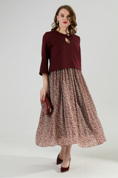 Платье NikVa 1009-1 бургунди/цветы_на винном фоне - фото 2