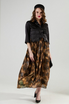 Платье NikVa 514-4 чёрный/ кофейный_леопард - фото 5