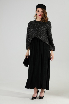 Платье NikVa 740-22 графитовая_абстракция/чёрный - фото 2