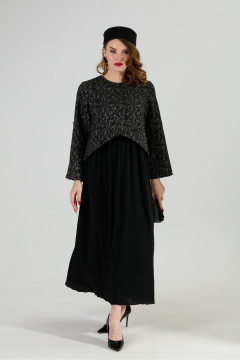 Платье NikVa 740-22 графитовая_абстракция/чёрный - фото 1