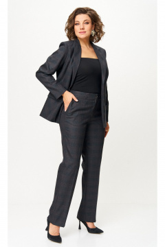 Брюки, жакет БелЭльСтиль 412-3_03_22+609-3_23_22 серо-коричневая клетка - фото 2