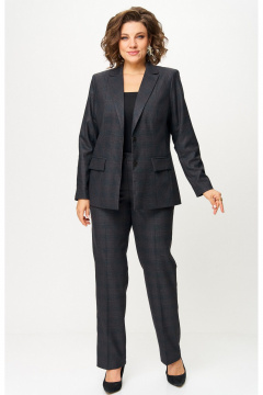 Брюки, жакет БелЭльСтиль 412-3_03_22+609-3_23_22 серо-коричневая клетка - фото 1