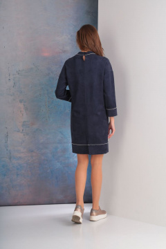 Платье с закрытыми карманами и отрезной кокеткой Golden Valley 4509 синий - фото 3