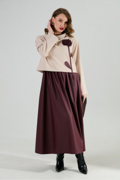 Платье NikVa 924-10 капучино и бургунди - фото 5