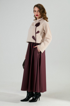 Платье NikVa 924-10 капучино и бургунди - фото 4