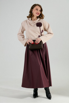 Платье NikVa 924-10 капучино и бургунди - фото 2