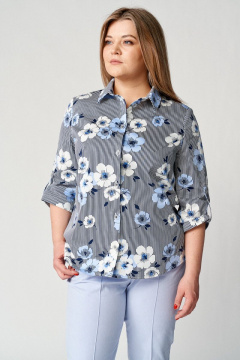 Голубой и серый комплект из рубашки и брюк из текстиля Almirastyle 154 голубой - фото 1