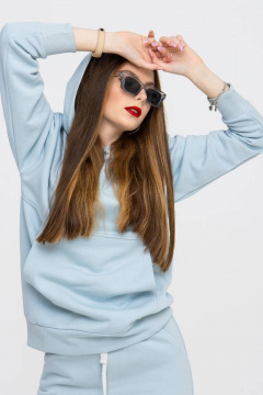 Спортивный костюм худи oversize и палаццо голубой Domna 16071 бледно-голубой - фото 4