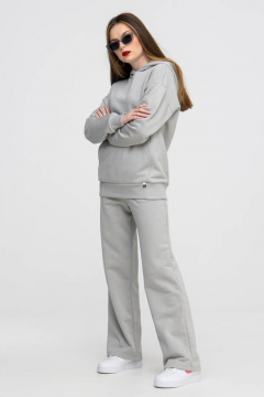 Спортивный костюм худи oversize и брюки палаццо серый Domna 16071 светло-серый - фото 1