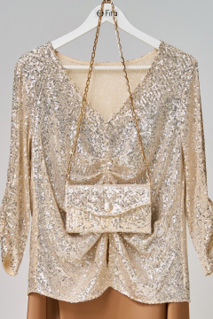 Блуза, сумка Fita 20781 золотисто-бежевый - фото 3