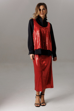 Блуза, футболка, юбка Ларс Стиль 1191 черный-красный - фото 5