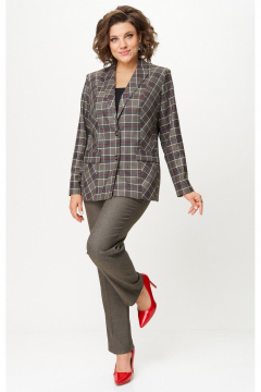Жакет БелЭльСтиль 412-3_14_22 клетка красно-коричневая - фото 5