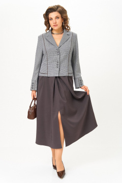 Жакет, юбка Aira Style 24133 серо-коричневый - фото 1
