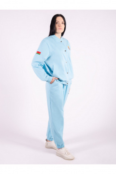 Костюм спортивный бомбер брюки больших размеров 8 Марта 1119-4С5128Д40-170 голубой - фото 3