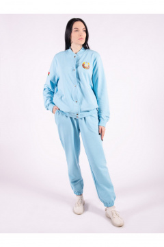 Костюм спортивный бомбер брюки больших размеров 8 Марта 1119-4С5128Д40-170 голубой - фото 1