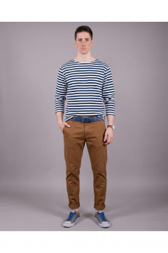 Джемпер трикотажный на каждый день бело-синий 8 Марта 16368-4С5009Д40-170,176 полоска - фото 1