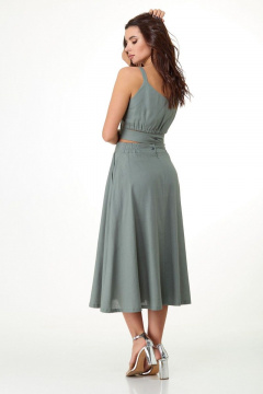 Летний комплект юбка и топ из льняной ткани с запахом Anelli 1017 зелень - фото 2