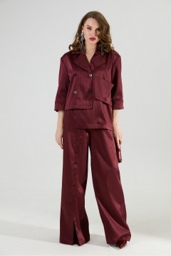 Брюки NikVa 977-5 бургунди_полоска - фото 1