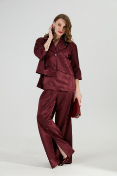 Брюки, жакет NikVa 979-5 бургунди_полоска - фото 3