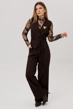 Брюки, брошь, жилет Amberа Style 2148 шоколад - фото 2