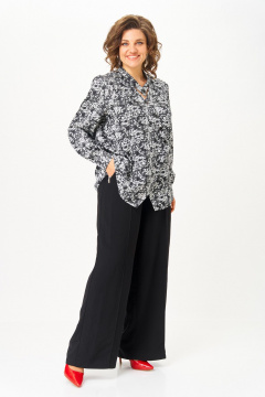 Блуза Michel chic 796 черно-белый_розы - фото 3