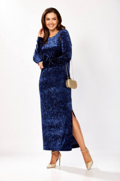 Платье Gizart 5319/1 синий_жатка - фото 2