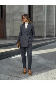 Брюки, жакет KORTNI 22Р11/20BR10 серый в голубую полоску - фото 2