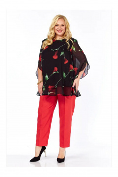 Блуза Элль-стиль 2213/11а черный_принт_цветы - фото 3