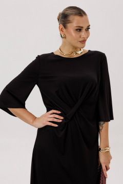 Черное платье с драпировкой и эффектным вырезом нарядное Fantazia Mod 4970 - фото 3