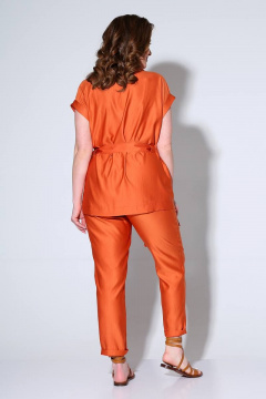 Летний женский деловой костюм жакет и брюки с кулиской Liona Style 791 рыжий - фото 2