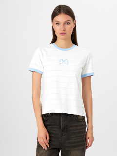 Футболка Mark Formelle 112936/24-33216П-5-2 голубая_полоска_на_белом_592_D_вышивка - фото 1