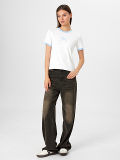 Футболка Mark Formelle 112936/24-33216П-5-2 голубая_полоска_на_белом_592_D_вышивка - фото 3